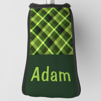 Pea Green Plaid Monogram Golf Cover Putter Head