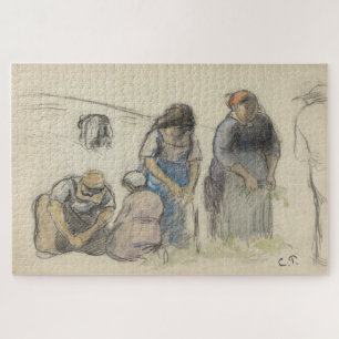 Pea Harvesters (1880) by Camille Pissarro Jigsaw Puzzle