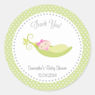 Pea In A Pod Baby Girl Shower Sticker Green