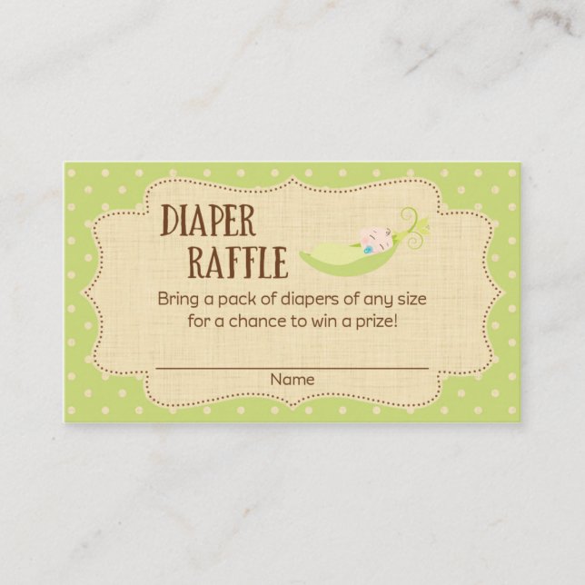Pea In A Pod Baby Shower Diaper Raffle Tickets Enclosure Card (Front)