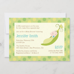 Pea in a Pod Baby Shower Invitation - Boy