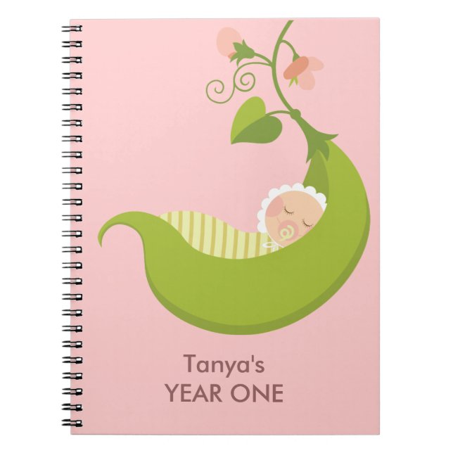 Pea in a Pod Girl Baby Notebook (Front)