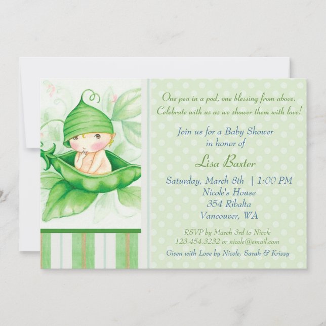 Pea in a pod invitation (Front)