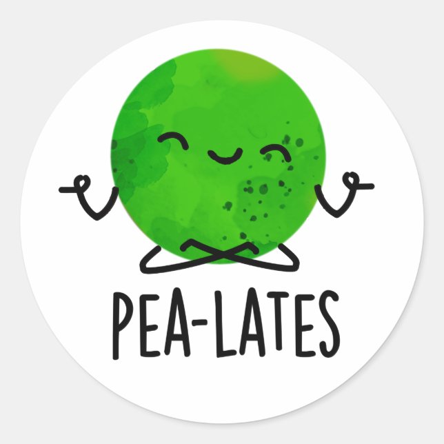 Pea-lates Funny Pilates Pea Pun  Classic Round Sticker (Front)