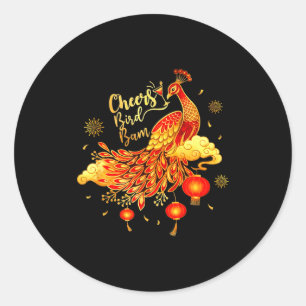 Pea Mahjong Cheers Bird Bam Chinese Mah Jong Game  Classic Round Sticker