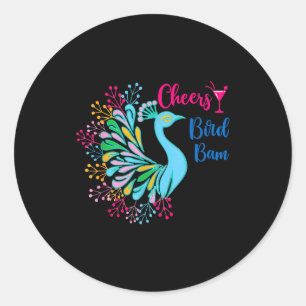 Pea Mahjong Cheers Bird Bam Chinese Mah Jong Wine  Classic Round Sticker