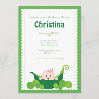 Pea Pod Baby Girl Baby Shower Invitation