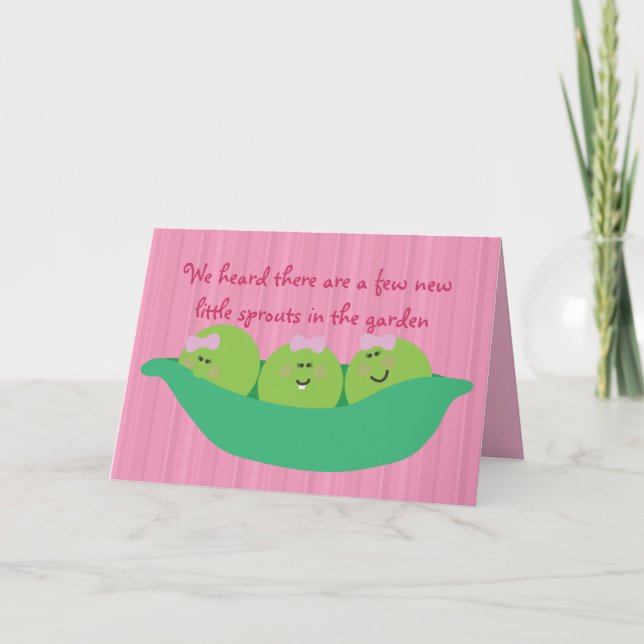 Pea Pod Pals New Baby Girls Congratulations Card (Front)