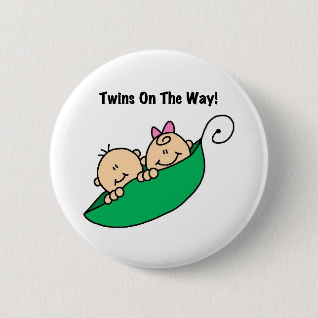 Pea Pod Twins on the Way 2 Inch Round Button (Front)