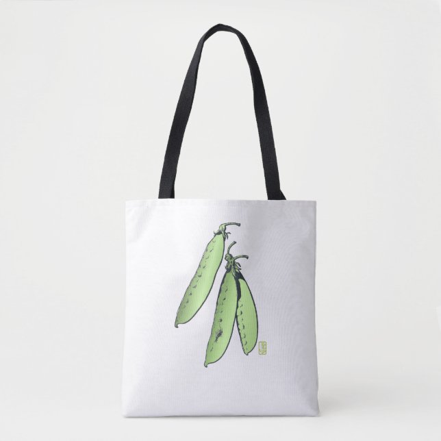 Pea Pods Sturdy Brushed Polyester Shoulder Tote Bag (Front)