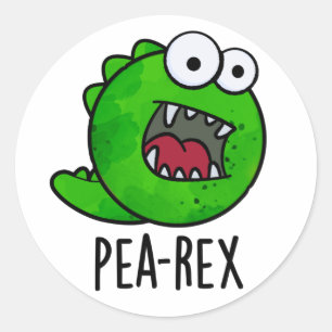 Pea Rex Funny Dinosaur Veggie TRex Pun  Classic Round Sticker