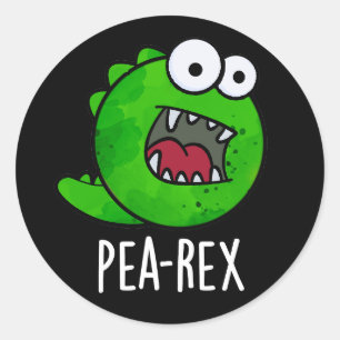 Pea Rex Funny Dinosaur Veggie TRex Pun Dark BG Classic Round Sticker