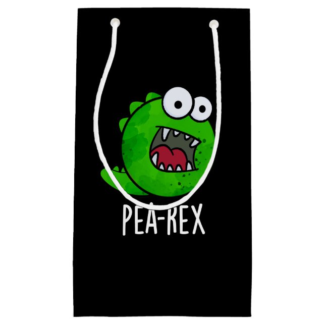 Pea Rex Funny Dinosaur Veggie TRex Pun Dark BG Small Gift Bag (Front)
