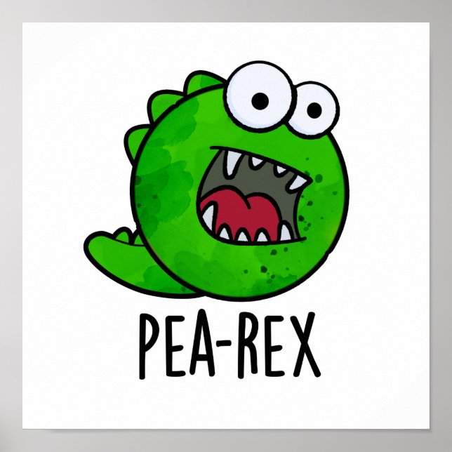 Pea Rex Funny Dinosaur Veggie TRex Pun Poster (Front)