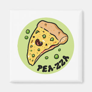 Pea-zza Cute Pizza Vegetable Pun Magnet