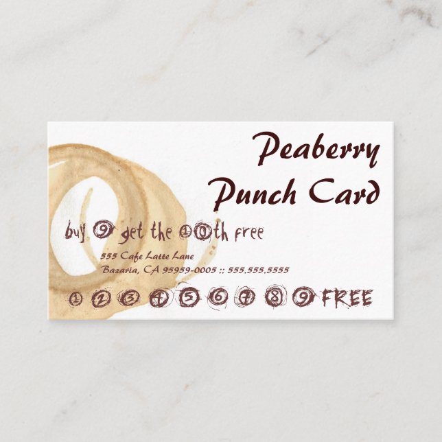 Peaberry a souillé la carte perforée de boissons (Devant)