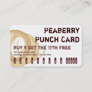 Peaberry Coffee Drink Punch Card