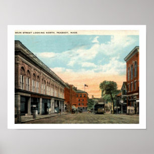 Peabody MA, Main St 1924 Vintage Inspired Poster