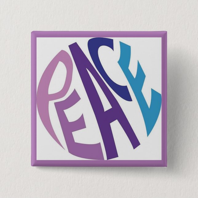 PEACE  2 INCH SQUARE BUTTON (Front)