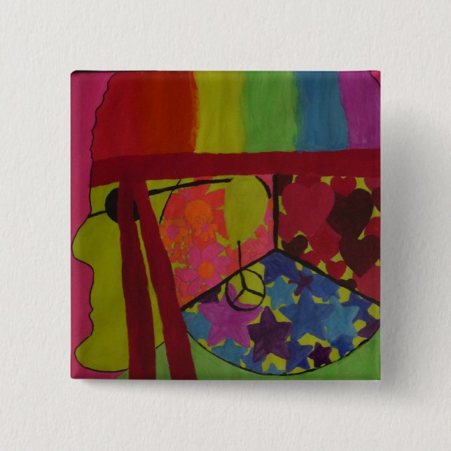Peace 2 Inch Square Button (Front)