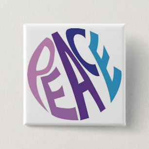 PEACE 2 INCH SQUARE BUTTON