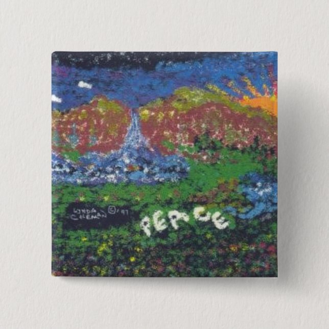 Peace 2 Inch Square Button (Front)