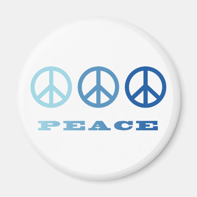 Peace 3 Symbols (Blue) Magnet (Front)