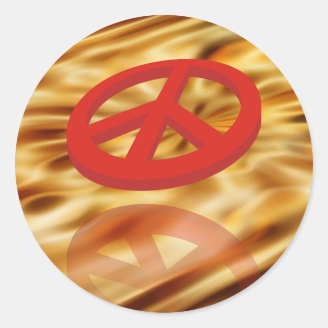 Peace 3D / reflexion | dark orange waves Classic Round Sticker (Front)