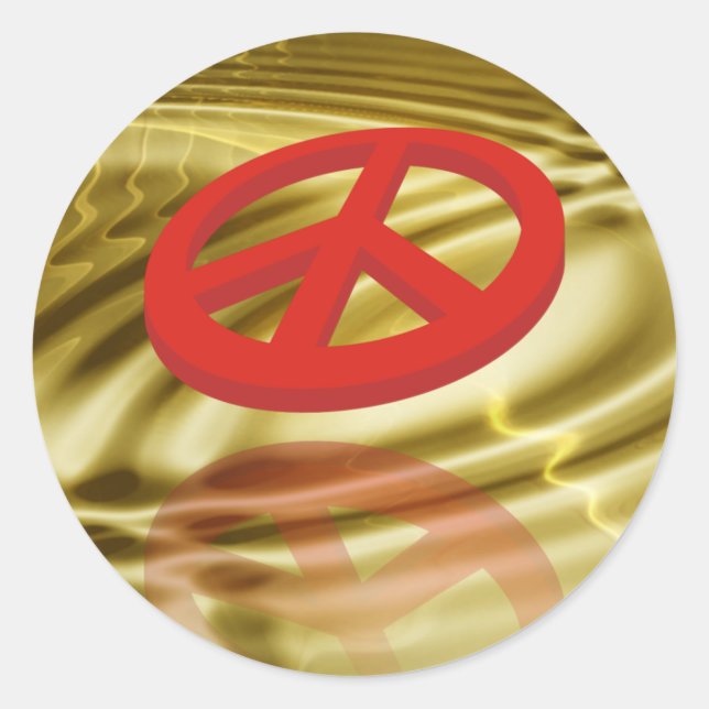 Peace 3D / reflexion | golden waves Classic Round Sticker (Front)