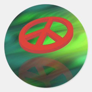 Peace 3D / reflexion   green waves Classic Round Sticker