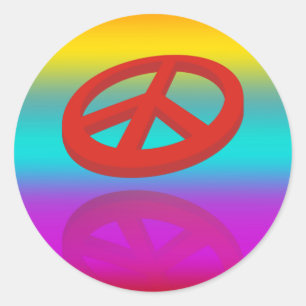 Peace 3D / reflexion   linear coloured Classic Round Sticker