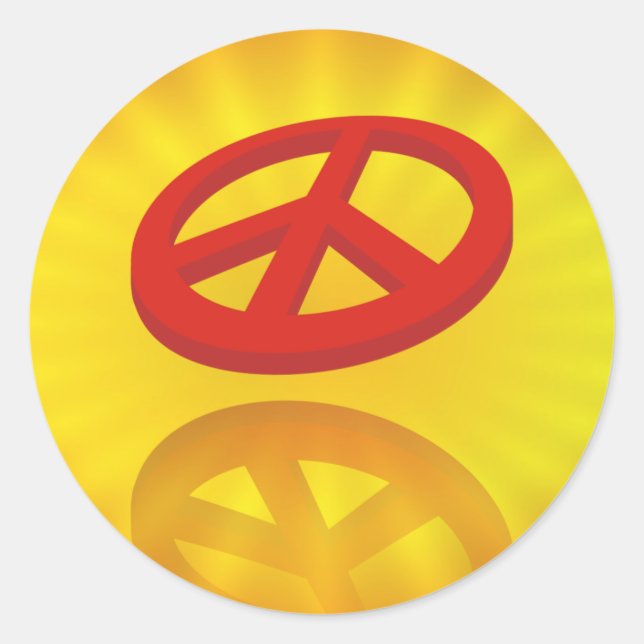 Peace 3D / reflexion | yellow radial Classic Round Sticker (Front)