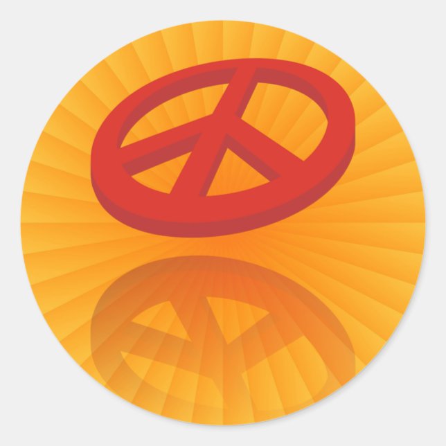Peace 3D / reflexion | yellow shine Classic Round Sticker (Front)