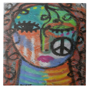 Peace Abstract Acrylic Painting on OSB Tile