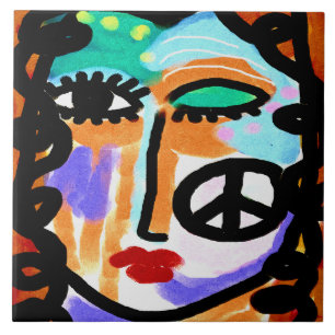 Peace Abstract Digital Painting Tile