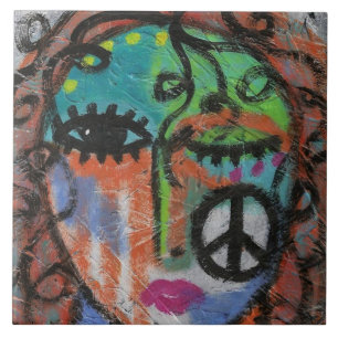 Peace Abstract Portrait of a Woman Tile