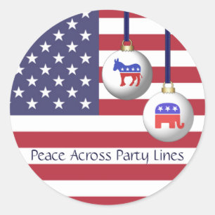 Peace Across Party Lines Bipartisan Holidays Classic Round Sticker
