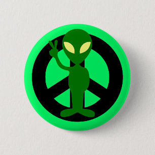 peace alien 2 inch round button