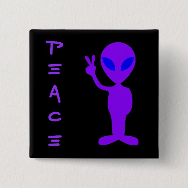 Peace Alien 2 Inch Square Button (Front)