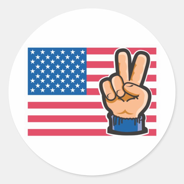 Peace American Flag Design Classic Round Sticker (Front)