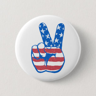 Peace American Flag Pattern 2 Inch Round Button