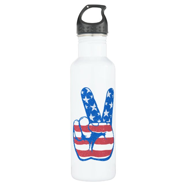 Peace American Flag Pattern 710 Ml Water Bottle (Front)