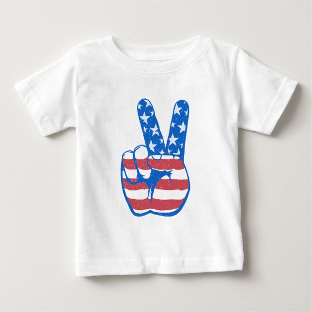Peace American Flag Pattern Baby T-Shirt (Front)