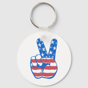 Peace American Flag Pattern Keychain