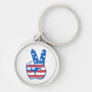 Peace American Flag Pattern Keychain