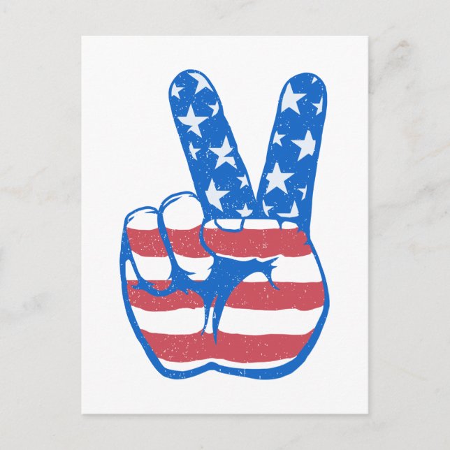 Peace American Flag Pattern Postcard (Front)