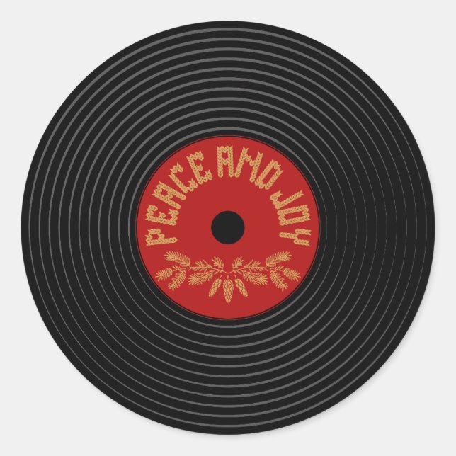 Peace an joy vinyl record design classic round sticker (Front)