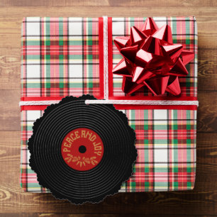 Peace an joy vinyl record design ornament card
