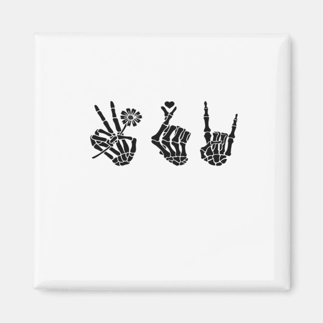 Peace And And Roll Skeleton Hands Classic Magnet (Front)
