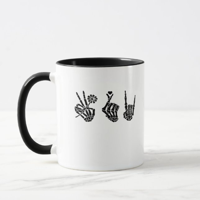 Peace And And Roll Skeleton Hands Classic Mug (Left)